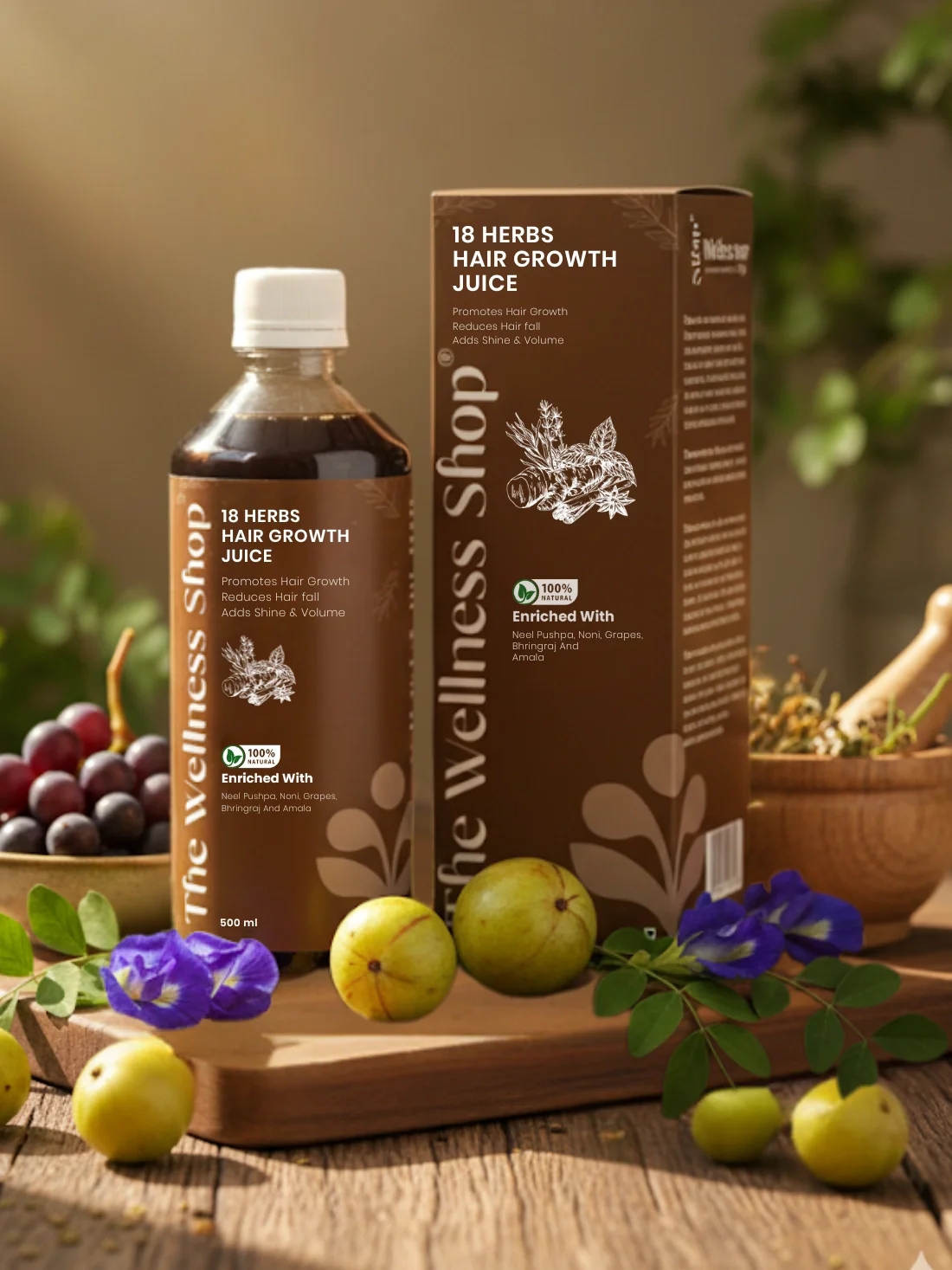 18 Herbs Hair Growth Juice – 100% Ayurvedic Formula for Hair Fall & Hair Thinning - Image 3