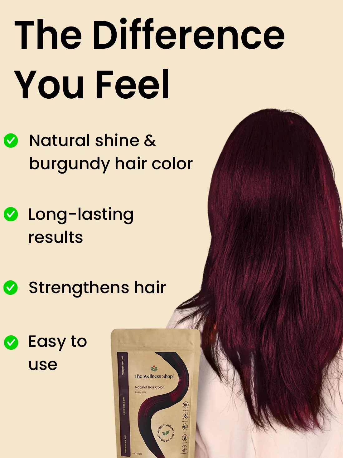 Natural Burgundy Hair Colour - 100gm(No Ammonia, Premium Quality, Lasts 3 Weeks) - Image 4