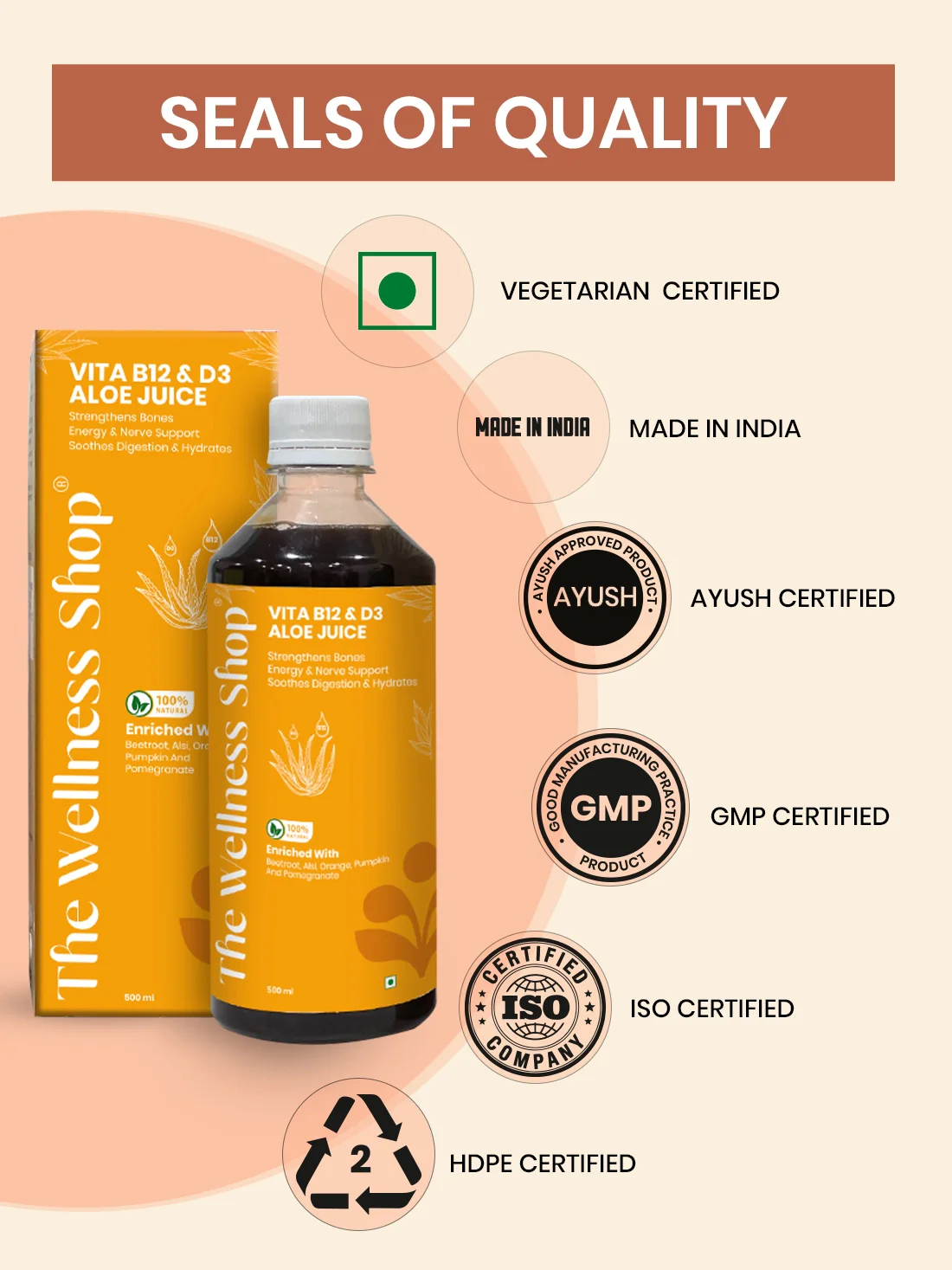 Vitamin B12 And D3 Aloe Juice- 100% Ayurvedic Juice for Energy, Immunity & Bone Health - Image 10